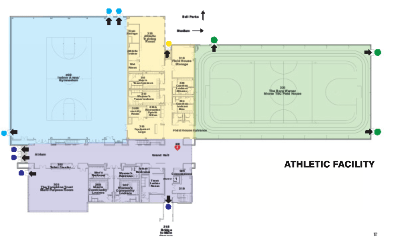 map of athletics facility evacuation points