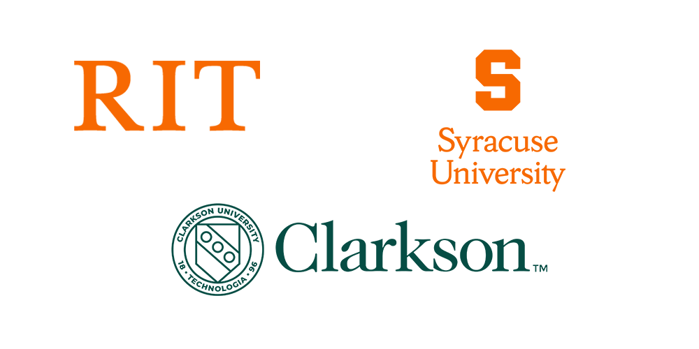 RIT, Syracuse University, and Clarkson logos 