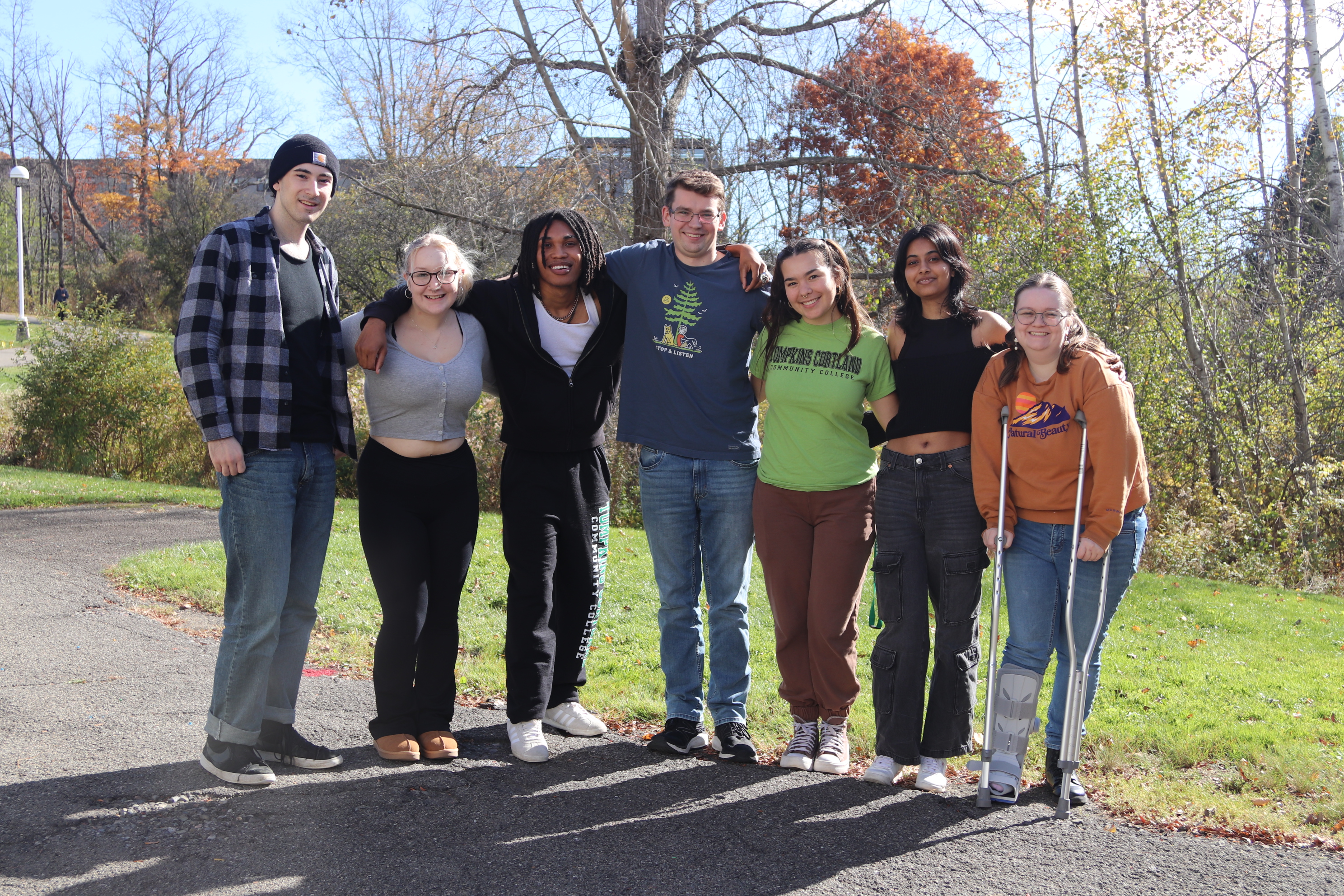 seven students posing together