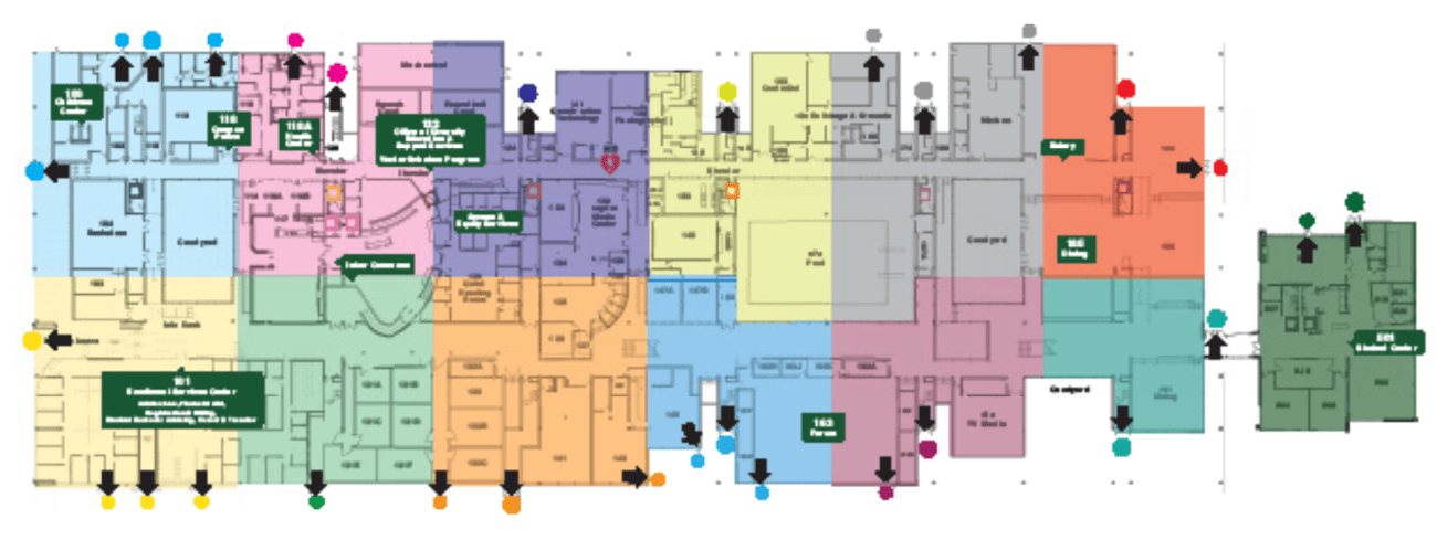 map of main campus evacuation points