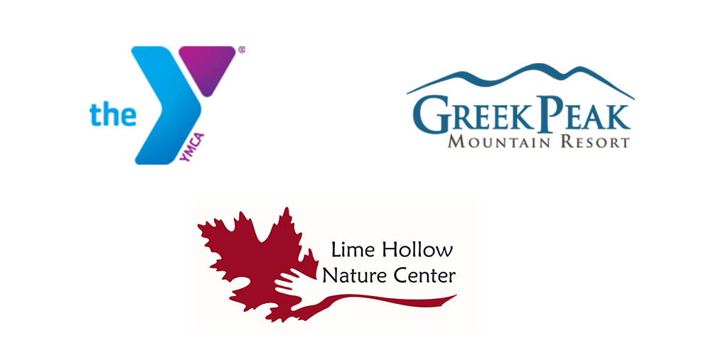 YMCA, Greek Peak, and Lime Hollow Nature Center logos 